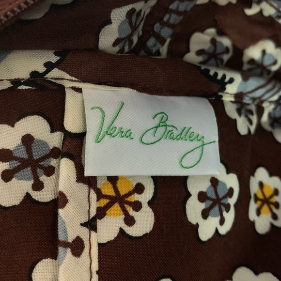 VERA BRADLEY Quilted SLATE BLOOMS Brown Blue LAPTOP Carry On TRAVEL Satchel BAG - Picture 9 of 9